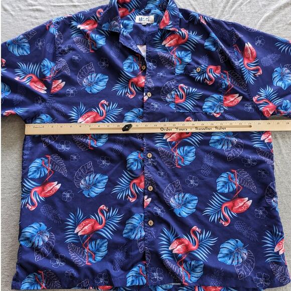 Vintage Uzzi Amphibious Gear Hawaiian Shirt Mens Extra Large Pink Flamingos READ - Picture 4 of 12